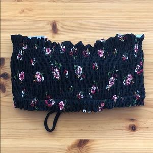 Strapless push-up floral print bathing suit